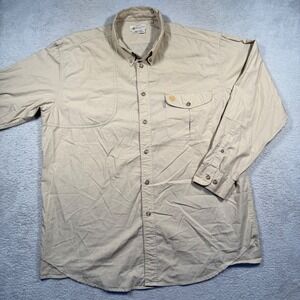 Beretta Mens XL Long Sleeve Button Up Hunting Shooting Shirt Beige Outdoors